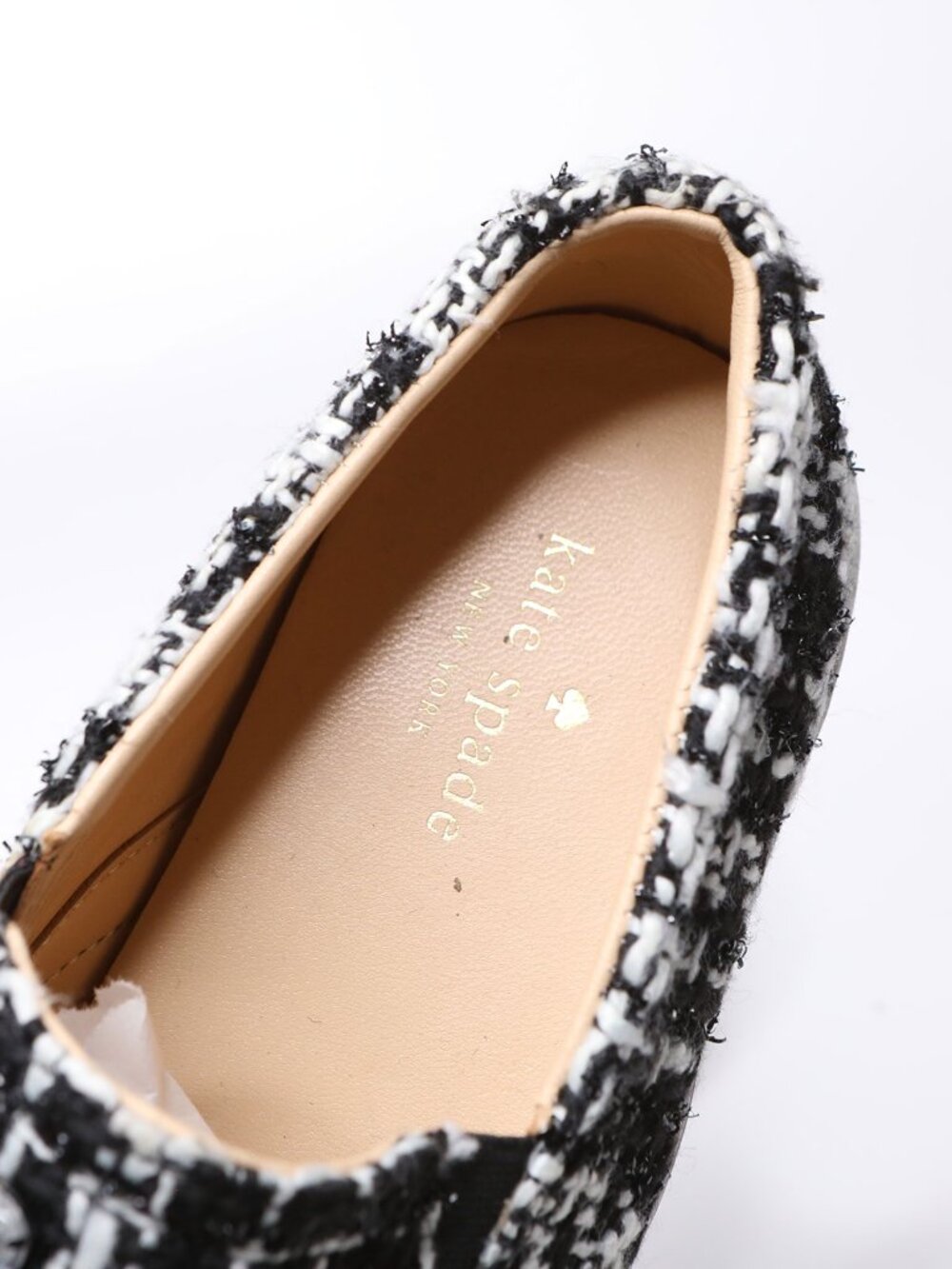 Kate Spade Slater Tweed Crystal Embellished Slip On Sneakers Black White 8.5 - Picture 11 of 13